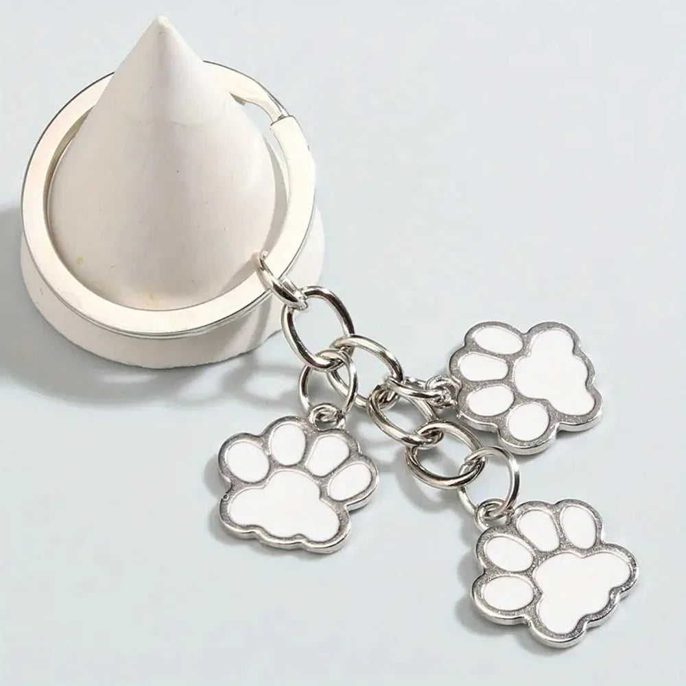 White Doggy Paw Keyring