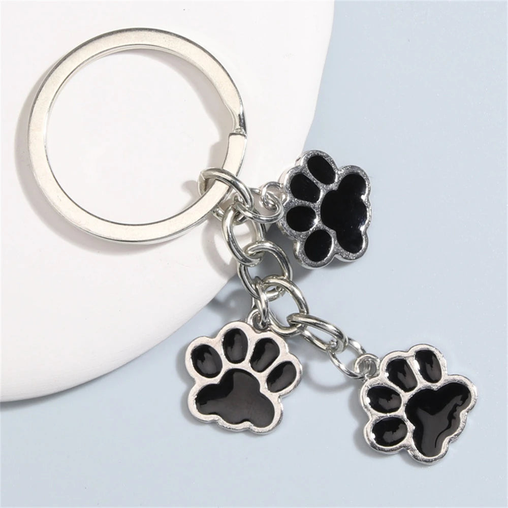 Black Doggy Paw Keyring