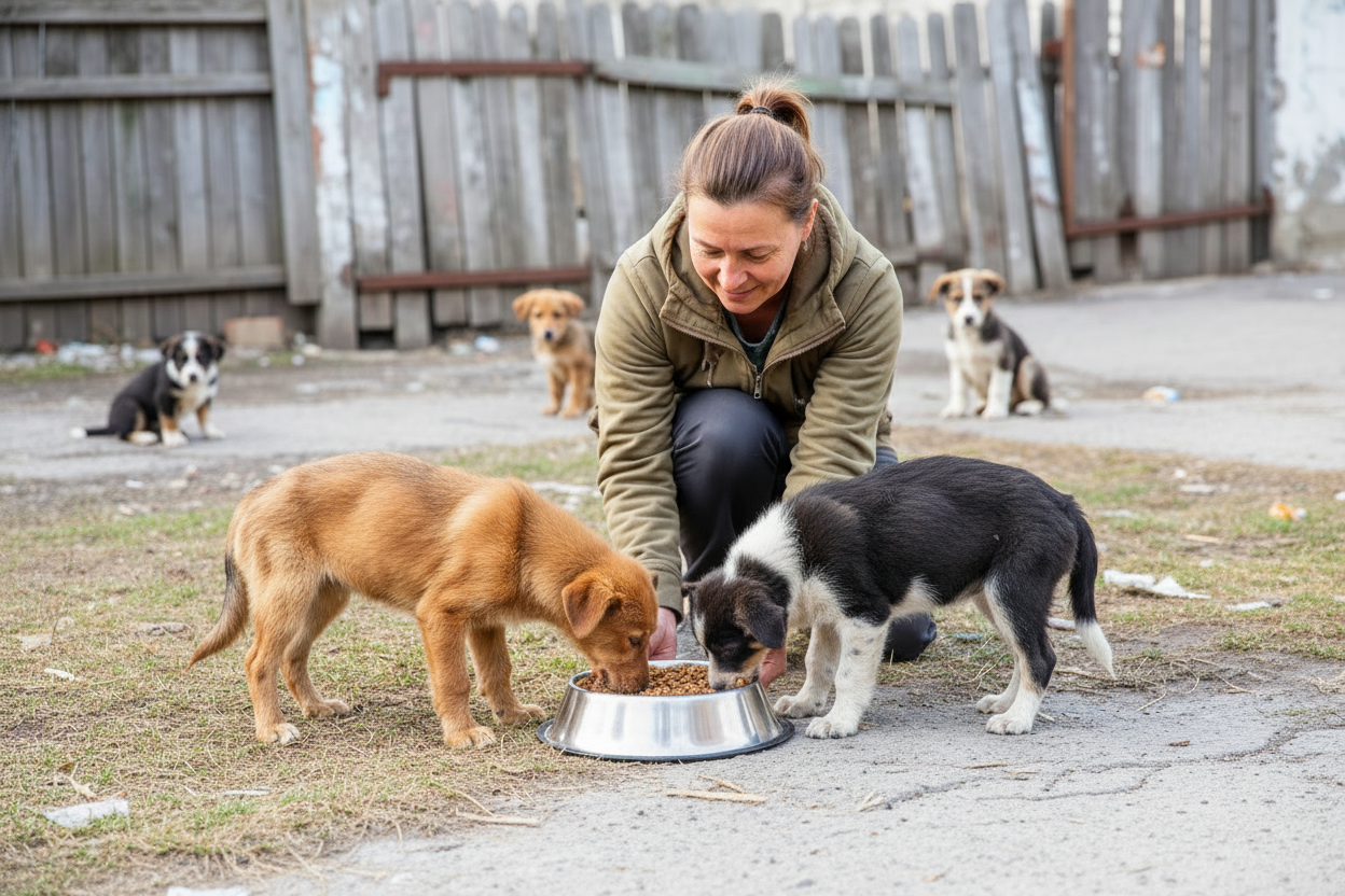 thank you can there be a few more puppies in the background and less graffiti